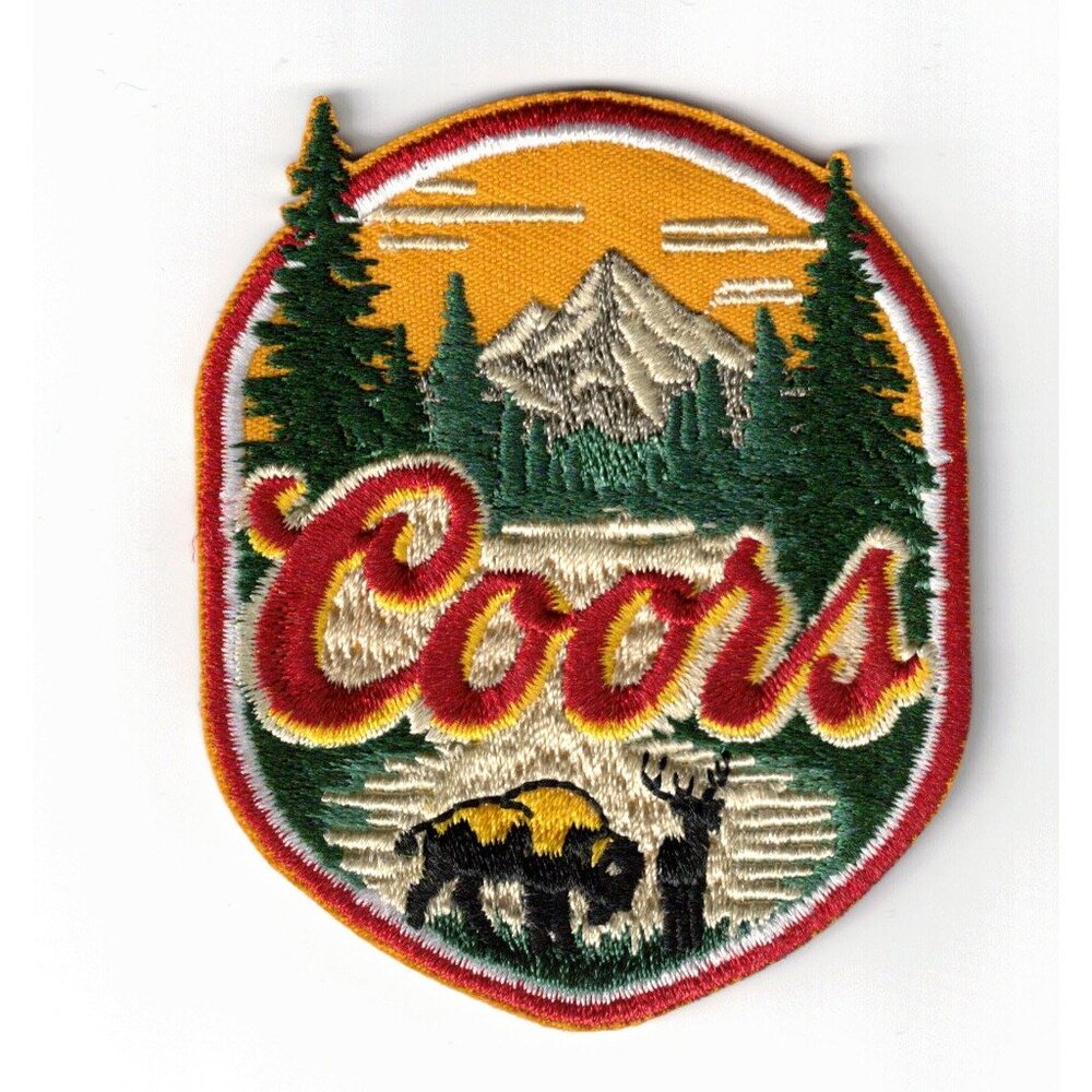 Coors Colorado Mountains Beer Vintage Red 3x2.5in Embroidered Sew/Iron-on Patch